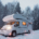 Camper in inverno nella neve